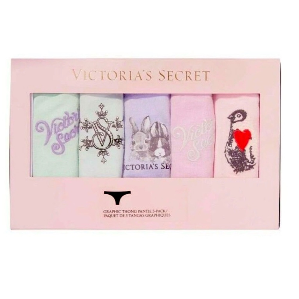 Victoria's Secret 5 pack Graphic Thong Panty Set - Pastel Collection brand new! - Picture 2 of 10